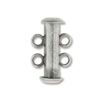 Image base metal 16mm 2 strand slider clasp antique silver plate