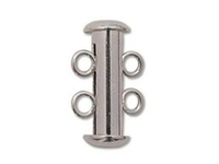 Image base metal 16mm 2 strand slider clasp silver plate