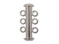 Image base metal 21mm 3 strand slider clasp silver plate