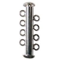 Image base metal 26mm 4 strand slider clasp silver plate