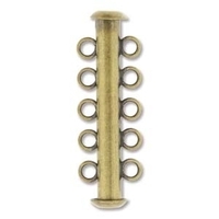Image base metal 30mm 5 strand slider clasp antique brass plate