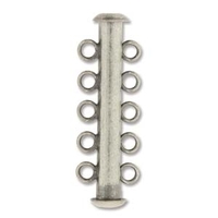 Image base metal 30mm 5 strand slider clasp antique silver plate