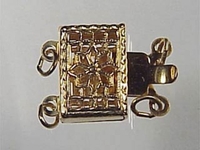 Image 14k goldfill 7 x 11mm filigree rectangle 2 strand clasp gold