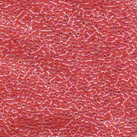 Image Seed Beads Miyuki delica size 11 dark coral lined crystal ab transparent iridesc