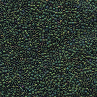 Image Seed Beads Miyuki delica size 11 dark green iris metallic iridescent matte