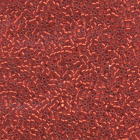 Image Seed Beads Miyuki delica size 11 red orange (dyed) silver lined matte