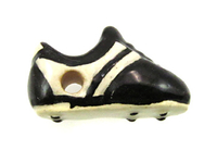 Image Clay Beads 12 x 20mm soccer shoe black and white clay