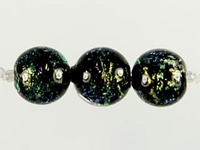 Image Czech Handmade Lampwork round 8mm green & purple dichroic