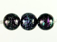 Image Czech Handmade Lampwork round 8mm purple with blue dichroic