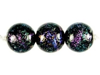 Image Czech Handmade Lampwork round 8mm blue with orange dichroic