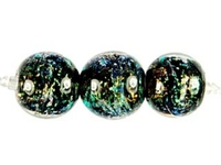 Image Czech Handmade Lampwork round 8mm green dichroic