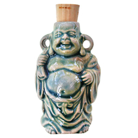 Image Standing Buddha Clay Bottles 44 x 36mm blue green raku glaze
