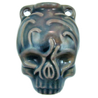 Image Skull Clay Bottles 39 x 28mm blue green raku glaze