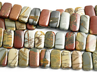 Image Red Creek Jasper 10 x 20mm double drill rectangle mixed colors