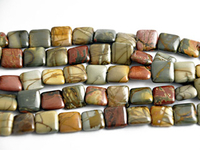 Image Red Creek Jasper 12mm square mixed colors