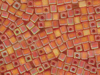 Image Miyuki cube 4mm orange ab transparent iridescent matte