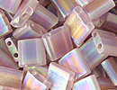 Image Seed Beads Miyuki tila 5x5x1.9 mm smoky amethyst ab transparent iridescent matte