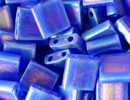 Image Seed Beads Miyuki tila 5x5x1.9 mm cobalt ab transparent iridescent matte