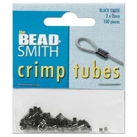 Image base metal 2 x 2mm crimp tube crimp bead black oxide (gunmetal)