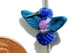 Image Clay Beads 12 x 15mm hummingbird blue & teal clay