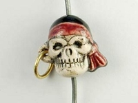 Image Clay Beads 13 x 14mm pirate skull with earring clay