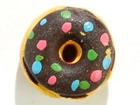 Image Clay Beads 10 x 6mm donut brown with sprinkles clay