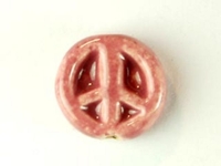 Image Clay Beads 11mm peace sign rose pink clay