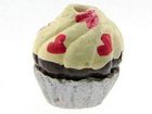 Image Clay Beads 11 x 10mm cupcake silver with cream and hearts clay